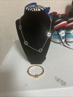 kate spade Silver-Tone Chain Necklace with Spade Cutout Squares 1 gold bracelet